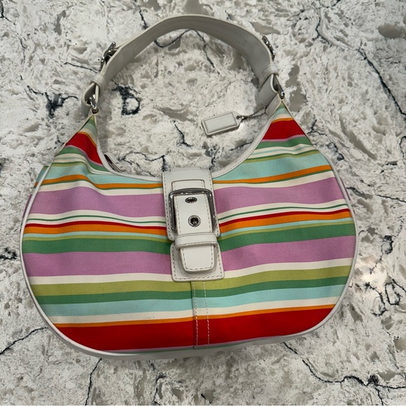 Coach Hampton Striped Crescent Hobo Bag, Style #F10702 - Picture 16 of 16